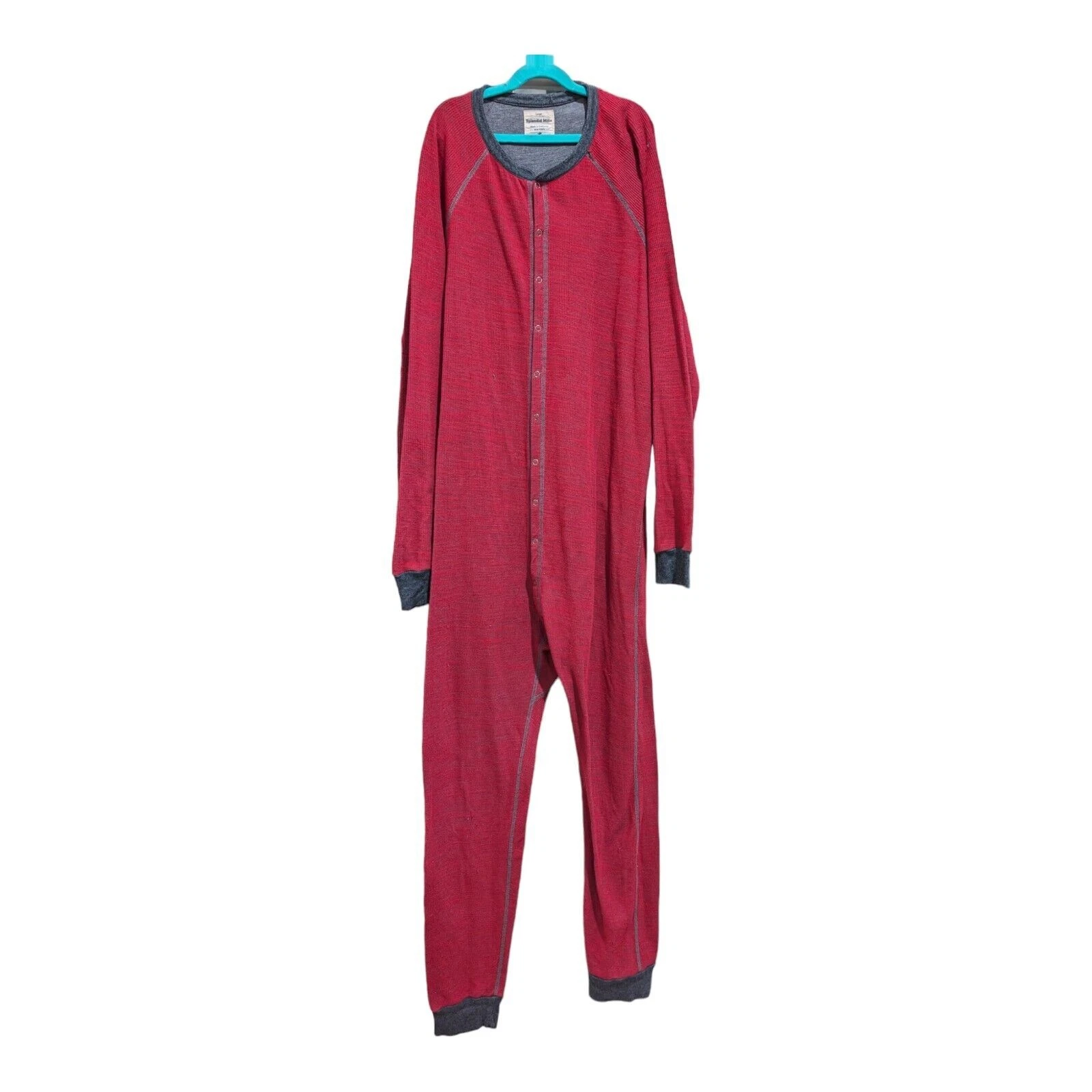 Splendid Mills Men's Size Large Long Johns Red Cotton Blend One Piece