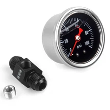 Universal 0-100psi Fuel Pressure Gauge 1/8" NPT Oil Press 6AN Male to 6AN Male