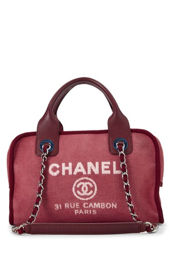 Chanel Red Canvas Deauville Bowler - WGACA