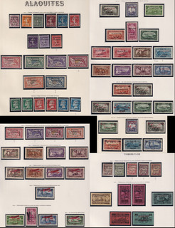 Francobolli Levante Francese Alaouites 1925 1929 Set di Zecche su Pagine con Posta Aerea Ecc