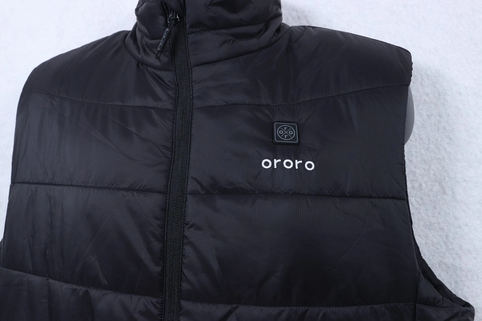 Ororo Men Sz XL Heated Black Zip Up Puffer Vest NO BATTERY Nylon Shell Mock Neck
