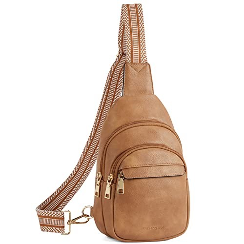 Small Sling Bag for Women Leather Crossbody Bags Fanny Pack A-camel Brown
