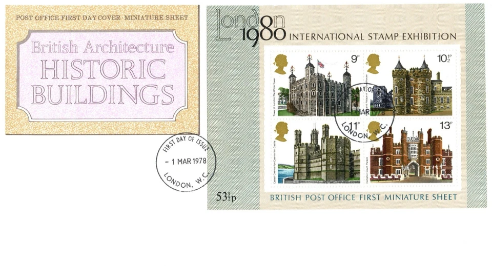 GB 1978 FDC Historic Buildings MS First Day Cover London CDS GPO & Stuart Cover - Image 3 of 3