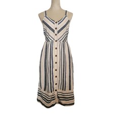 Universal Thread Striped Button Down Midi Dress Size M Cottagecore