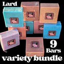 9 Bar Variety Scented Soap Bundle, Pig Tallow, Handcrafted, All Natural