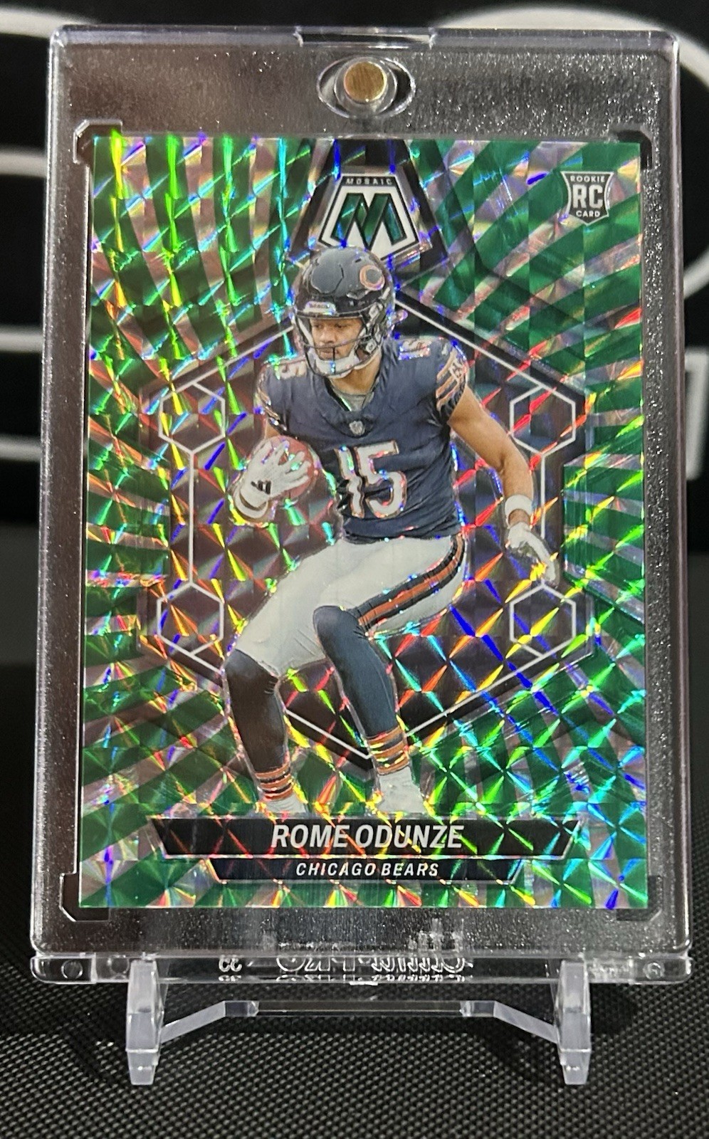 2024 Panini Mosaic Rome Odunze #309 Green Swirl /13 Rookie RC SSP Chicago Bears
