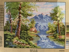 ￼ Collection D Art Printed needlepoint Tapestry Gobelin Waterfall 40x50cm Rto