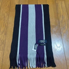 CHAPS striped Acrylic Wool muffler purple/black/gray Unused with tag