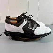 Nike Golf Men's Brown White Leather Spiked Golf Shoes Size 10 Athletic