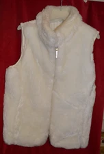 WOMEN S EIVISSA REVERSIBLE CREAM IVORY WINTER WHITE FAUX FUR RIBBED VEST XL