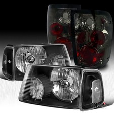 Fit 2001-2005 Ford Ranger Headlights+Corner Black Signal Lamps+Smoke Tail Lights