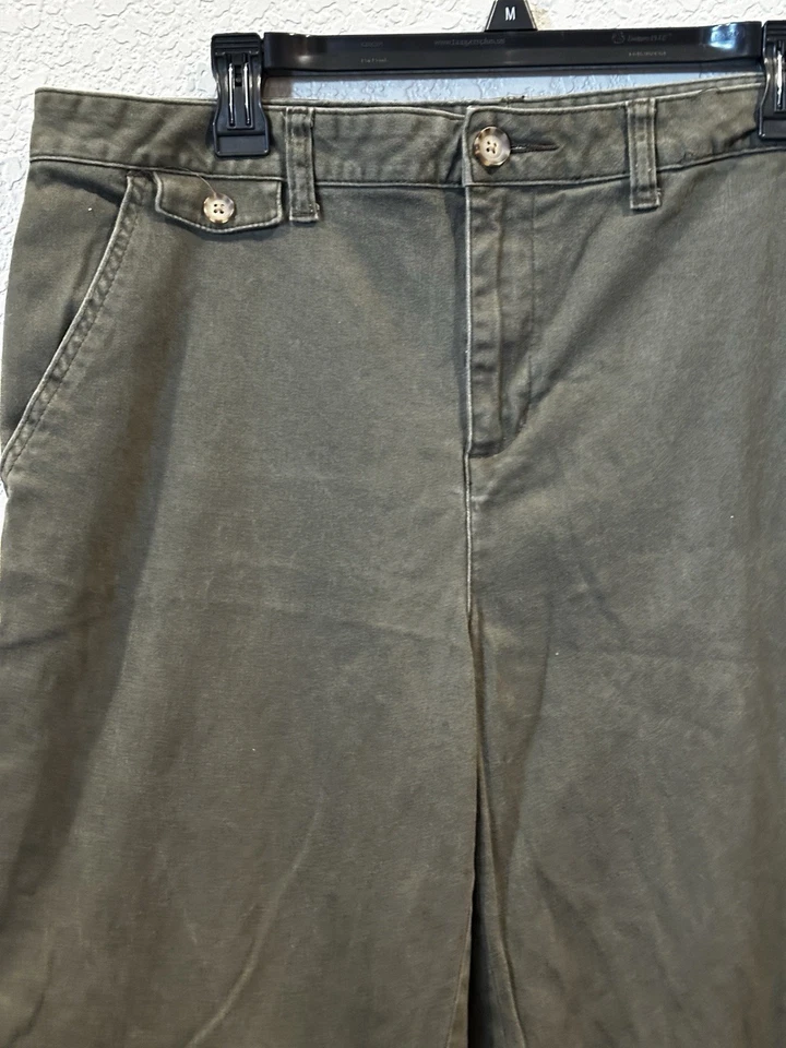 Long tall sally Sz 14 Olive Green Wide Leg Slacks Pants - Image 2 of 4