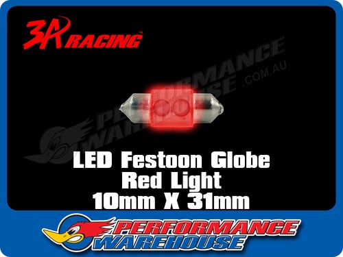 3A Racing Led Festoon Globe Red Light 10mm X 31mm - Foto 1 di 1