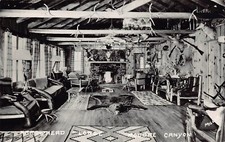 RPPC Arrowhead Lodge Poudre Canyon Interior Taxidermy CO Photo Vtg Postcard U2