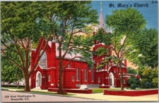 St. Mary's Church Greenville South Carolina Vintage Linen Postcard Unposted A33