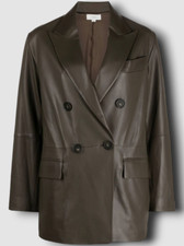 $1495 Vince Womens Brown Double Breasted Leat...