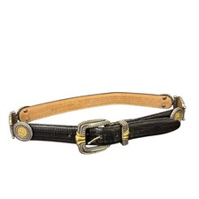 Vintage 90s Brighton Museum Collection Belt Womens M Black Leather Ornate Coins