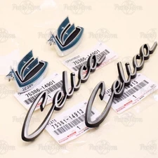 New OEM Genuine Toyota CELICA  Side Emblems Chrome "Celica" And Blue Dragons Kit