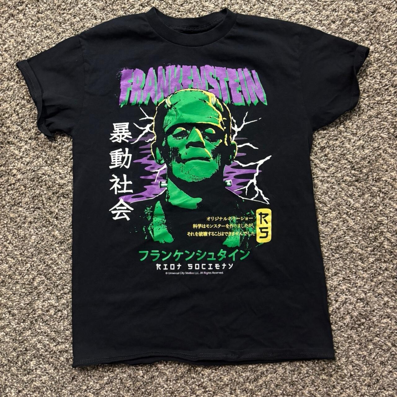Frankenstein Riot Society Horror Movie Black T-Shirt KV34737