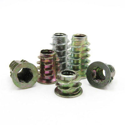 3/16 1/4 5/16 3/8 Metal Hex Bolt Insert Nut Threaded For Wood