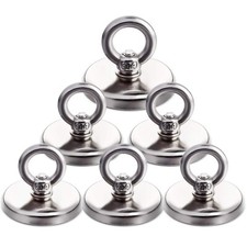 Strong Neodymium Fishing Magnets 6 Pack, 100 lbs 45KG Pulling Force Rare Earth