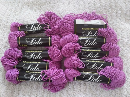 Vintage Columbia-Minerva Lido Yarn * 10 Skein * Cotton Viscose * Color 8310 Plum
