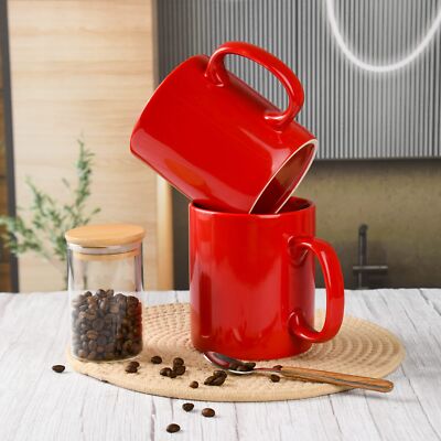 30oz Super Large Ceramic Coffee Mugs Large Handles Set of 2 (Red) | eBay