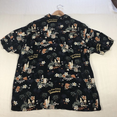 Camicia Big Dogs vintage hawaiana con bottoni uomo LG Its 5 OClock Somewhere Aloha Party - Foto 11 di 11