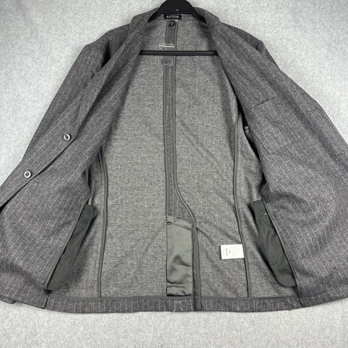 Express Blazer Mens 42L Sport Coat Jacket Gray Stripe Luxe Convertible Slim NWOT - Picture 3 of 13