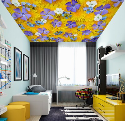3D Purple Flower ZHU873 Ceiling Wall Paper Wall Print Decal Wall Deco Zoe