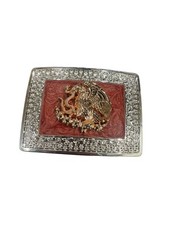 Mexico Eagle Cowboy Western belt Buckle Hebilla Vaquera Con Aguila Escudo Mexico