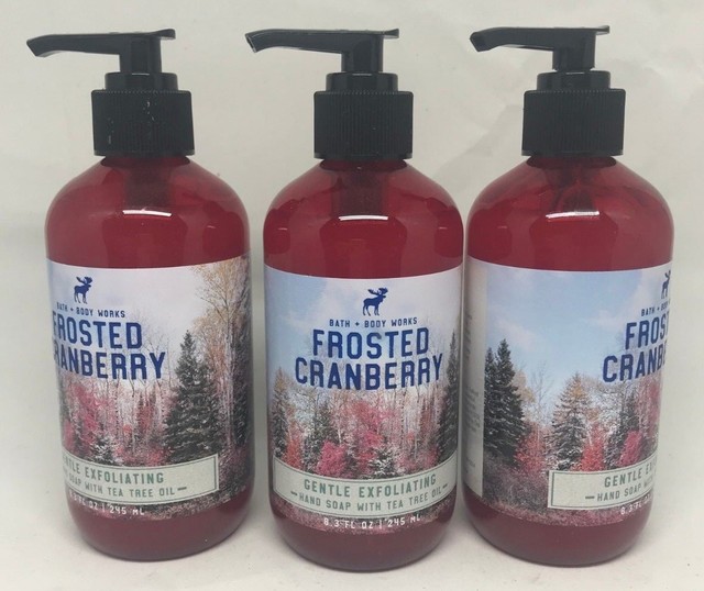 3 FROSTED CRANBERRY BATH & BODY WORKS EXFOLIATING HAND SOAP WASH 8.3 FL