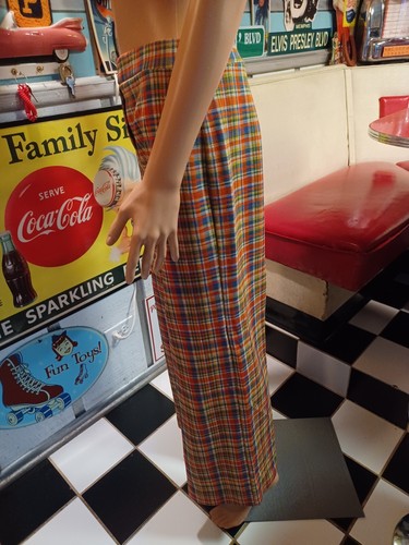 True Vintage Mid-century 1960s 1970s Funky Plaid Polyester Pants Sears MCM Mod - Picture 6 of 16