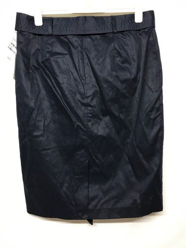 Nordstrom 1901 Cotton Blend Lined Midi Pleated Skirt Navy Women's Size 12 - Picture 5 of 9