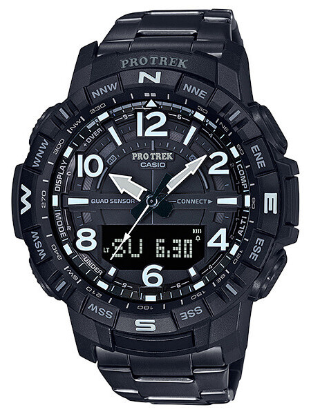 CASIO PRO TREK PRT-4121チタン NEW Casio Protrek TITANIUM Black Ion-Plated Quad Sensor Mens Watch