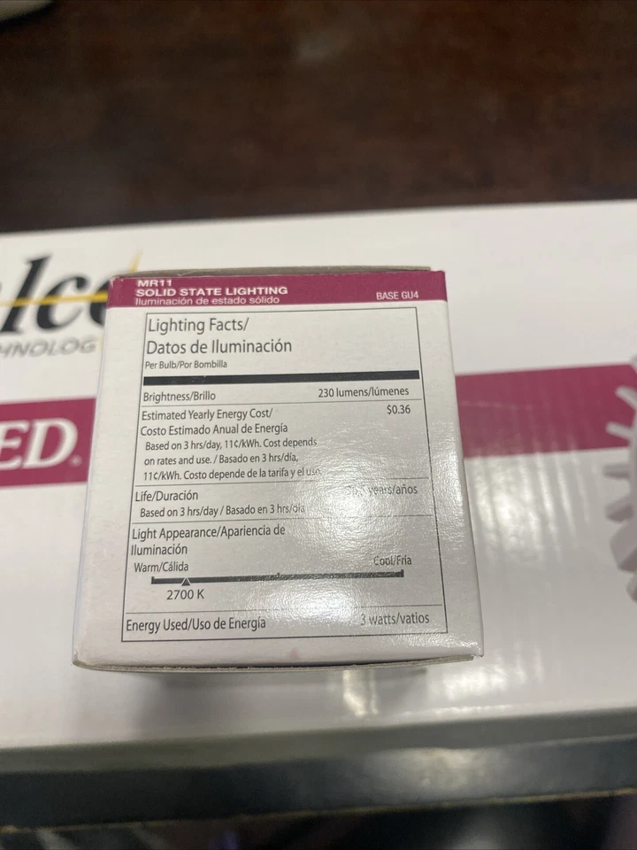 Case (10) Halco PROLED Bulb 81093 MR11 827 LED 3W 10-18V Warm White - New In Box - Image 4 of 4