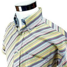 Mens Tommy Hilfiger Striped Long Sleeve Shirt 80's 2 Ply Fabric Size Medium