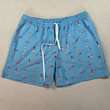 Chubbies Shorts Men's XL Blue Drawstring Swim Logo Stretch Beach Surf Made USA