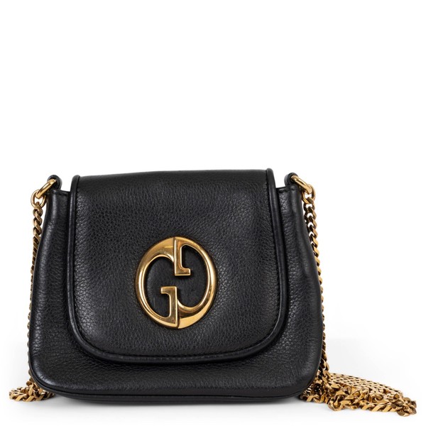 71796 authentische Gucci Umhängetasche schwarz genarbtes Leder 1973 KLEIN Crossbody
