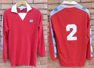 Maillot De Foot Vintage Laine Années 80 – Rouge Et Bleu, Taille Unique