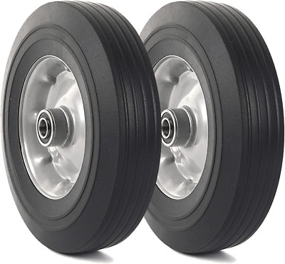 10 Inch Flat Free Solid Rubber Tires Set Dump Cart Hand Truck Replacement Tires