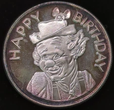 1996 Happy Birthday Clown 1 oz .999 Fine Silver Round (JW81)