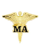 PinMart's Medical Assistant MA Gold Caduceus Lapel Pin