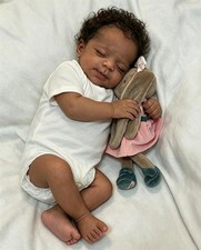18" Reborn Baby Doll Full Body Silicone Black Boy Realistic Newborn Toy