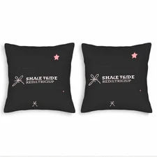 Set of 2 18x18in Throw Pillow Covers - Minimalist Black with Pink Star Butterfly