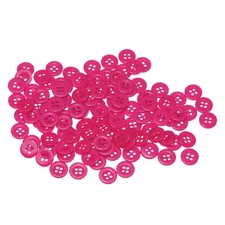 100pcs Resin Sewing Buttons 15/32" Round Flat 4-Hole Craft Buttons, Rose Red