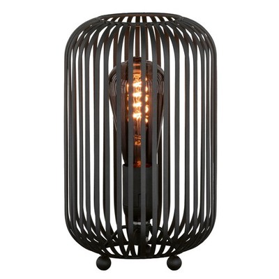 Beautiful Living Table Lamp Cage Metal Sand Black Textile Cord Black - Round