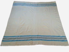 Vintage Pure Wool Hudson's Bay Blanket Rare Blue Green Pink Stripes 73"x63"