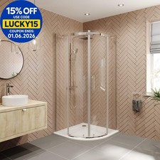 900 x 900mm Quadrant Shower Enclosure Frameless Walk In Sliding Door 8mm Glass