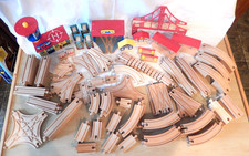 Wooden Railway Track, Bridges, and Buildings - Over 100 pieces Brio Thomas SW